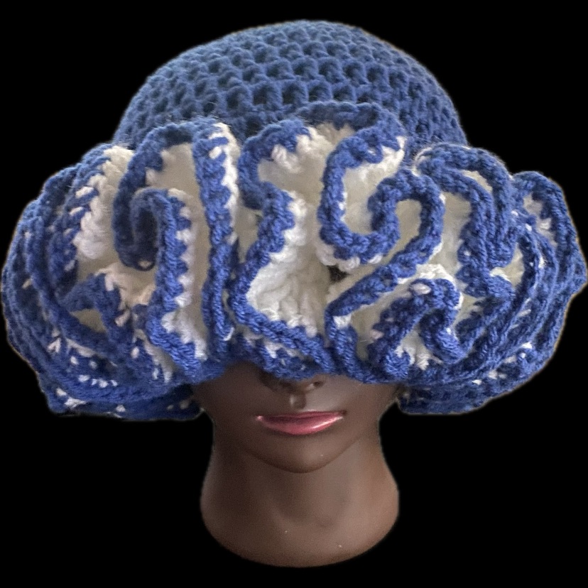 Blue And White Crochet Hat